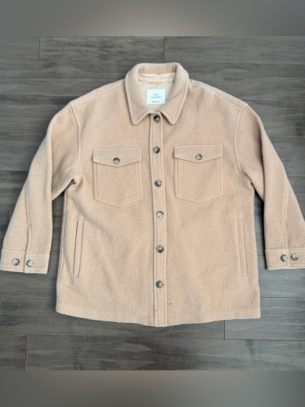 Aritzia Wilfred Ganna Shacket Jacket Shirt in Light Beige XL